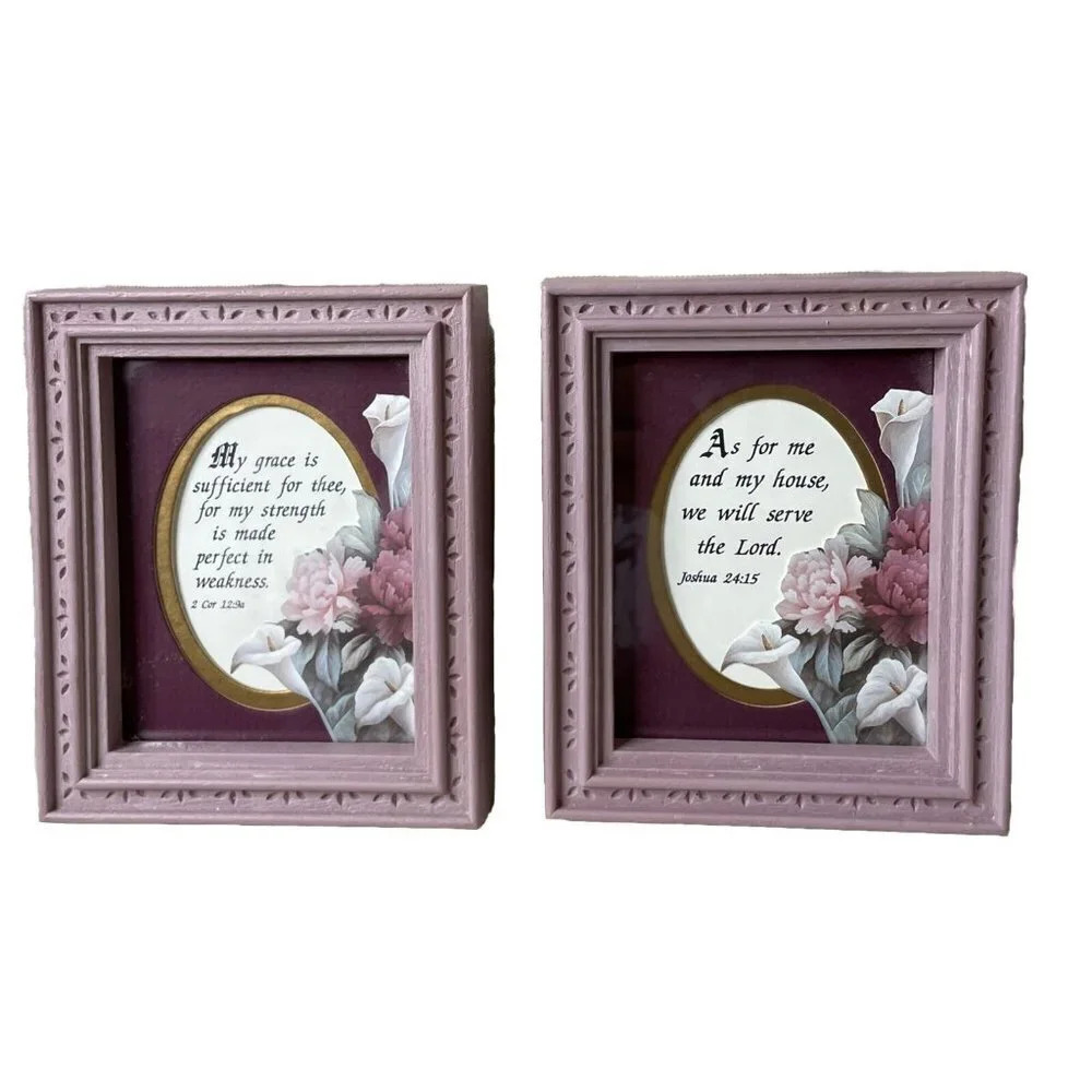 Homco Pictures Purple As For Me And My House We Will Serve The Lord‎ Vintage
